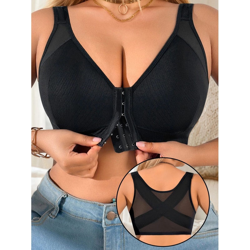 Plus Size Wireless Full Coverage Front Closure Comfort Bra