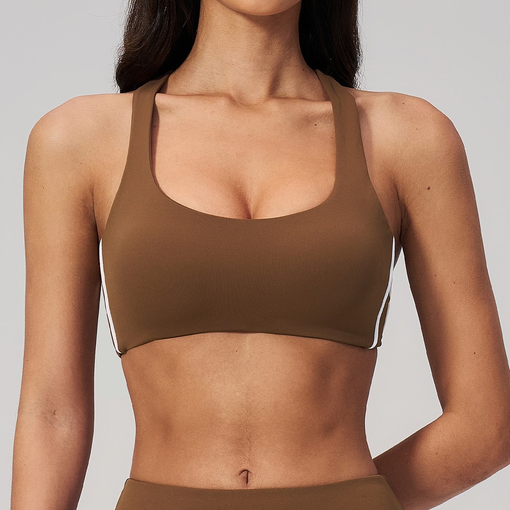 Color Block Womens Sports Bra Padded Yoga Bra Quick Dry Workout Crop Top