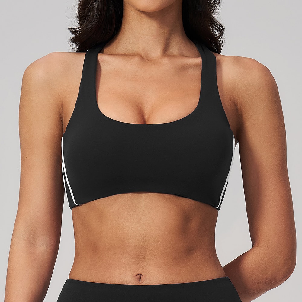 Color Block Womens Sports Bra Padded Yoga Bra Quick Dry Workout Crop Top