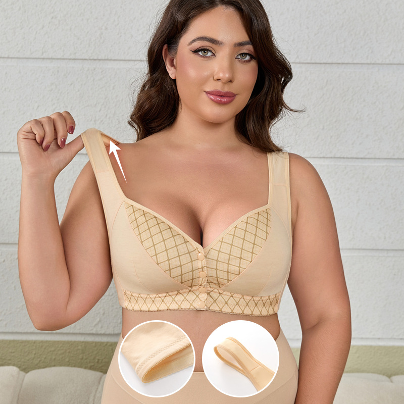 Everyday Comfort Front Closure Wireless Plus Size Bra – Full Coverage Breathable Support