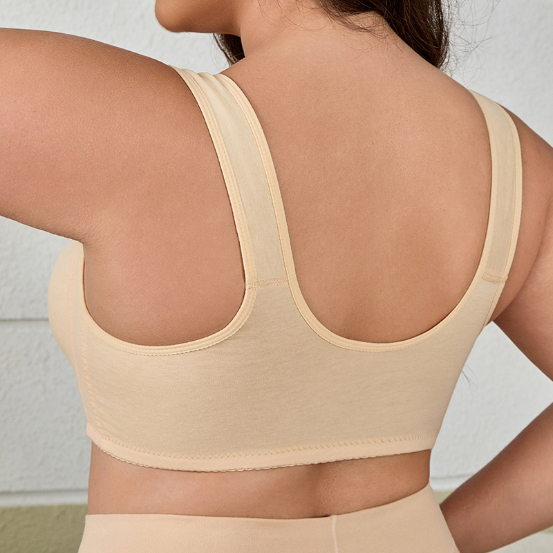 Everyday Comfort Front Closure Wireless Plus Size Bra – Full Coverage Breathable Support