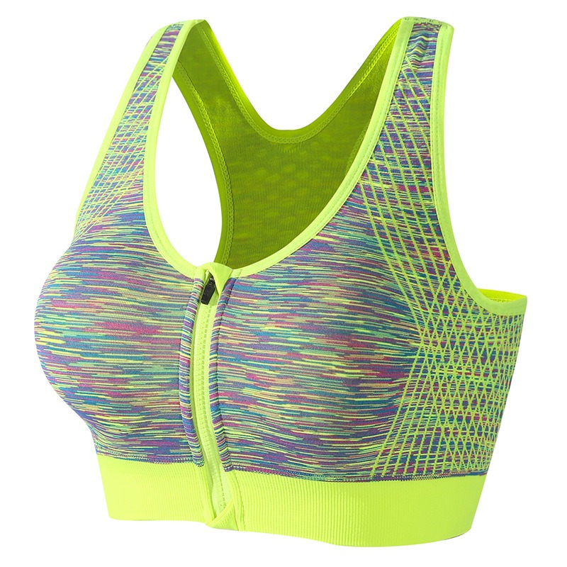 Womens Zip Front High Impact Sports Bra – Padded Support Racerback Workout & Gym Fitness Top