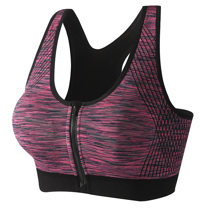 Womens Zip Front High Impact Sports Bra – Padded Support Racerback Workout & Gym Fitness Top