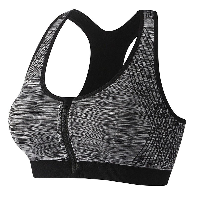 Womens Zip Front High Impact Sports Bra – Padded Support Racerback Workout & Gym Fitness Top