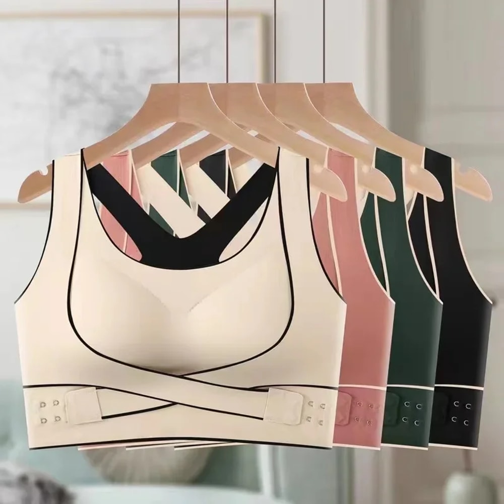 Seamless Posture Support Bra with Adjustable Back & Push Up Lift