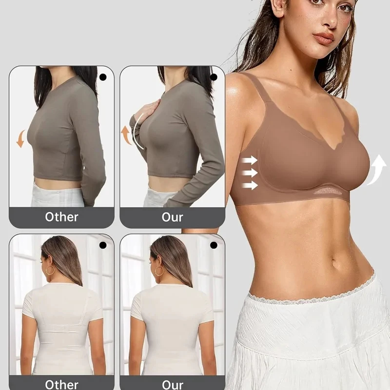 ComfortFit Wireless Seamless Bra Push Up Bralette For Women All Day Breathable Support 4