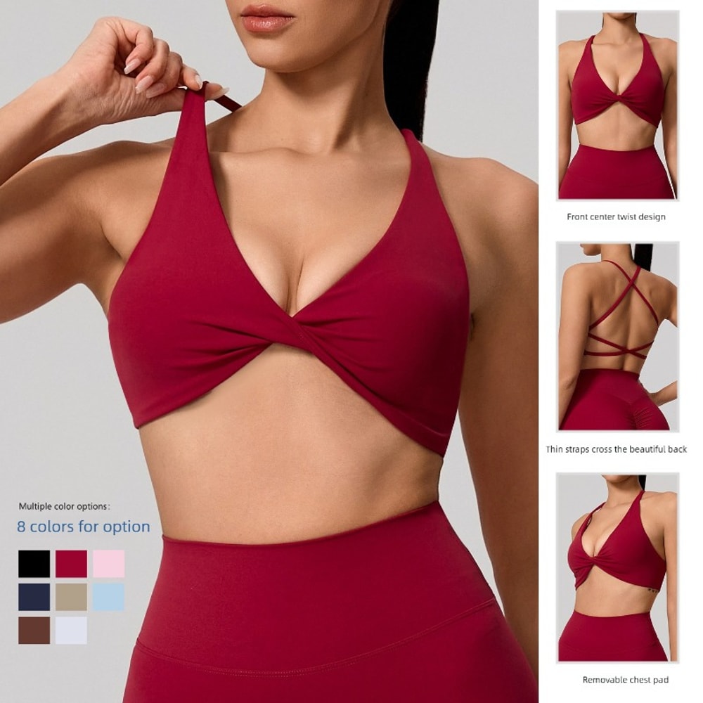 Supportive Backless Cross Strap Yoga Gym Workout Bra For Women 1