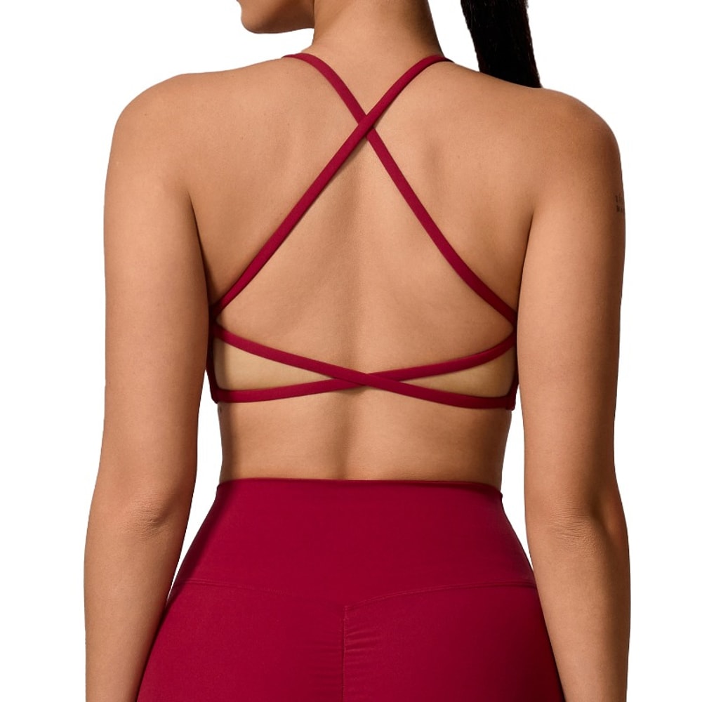 Supportive Backless Cross Strap Yoga Gym Workout Bra For Women 4