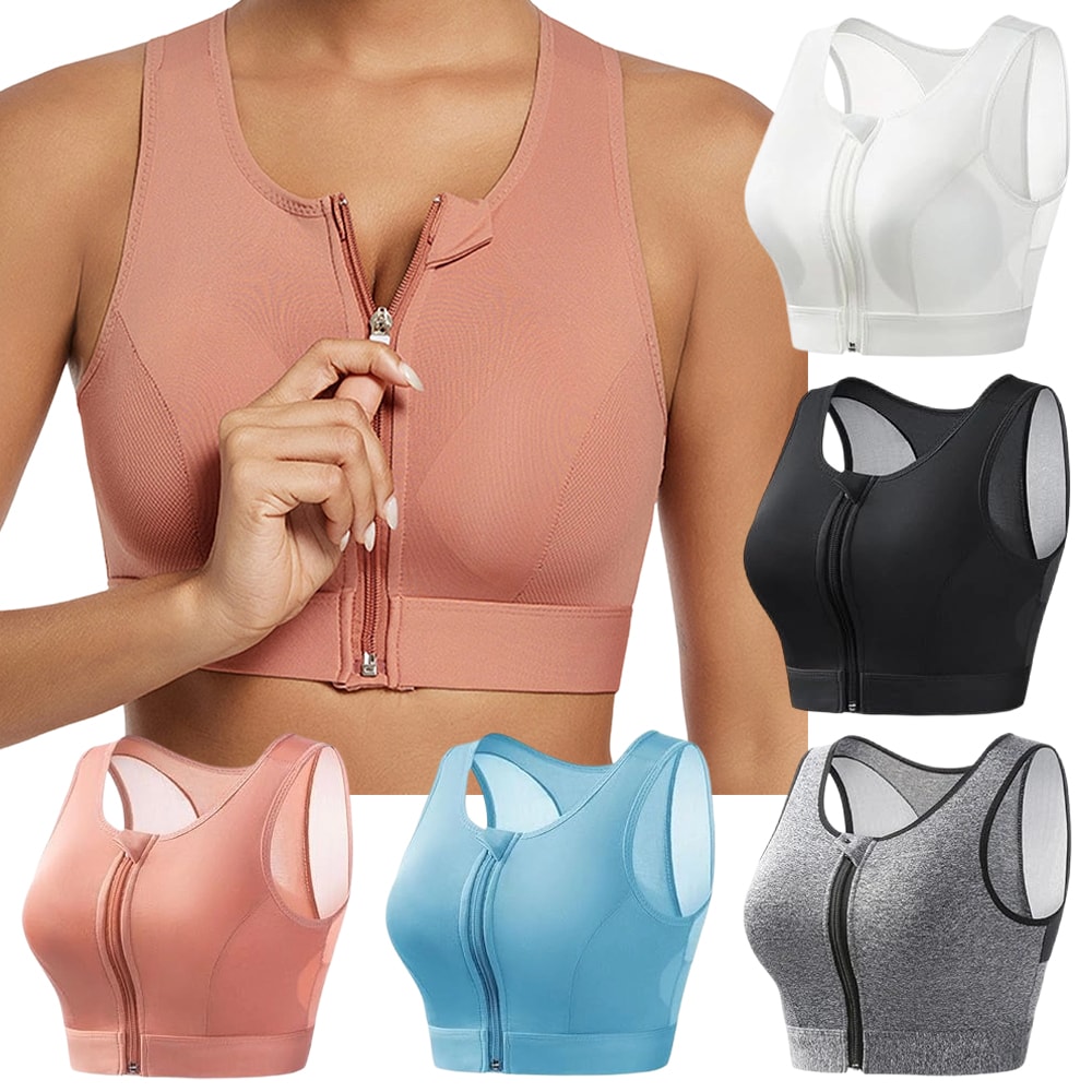 Plus Size Front Zip Support Bra Wireless Full Coverage Longline Comfort