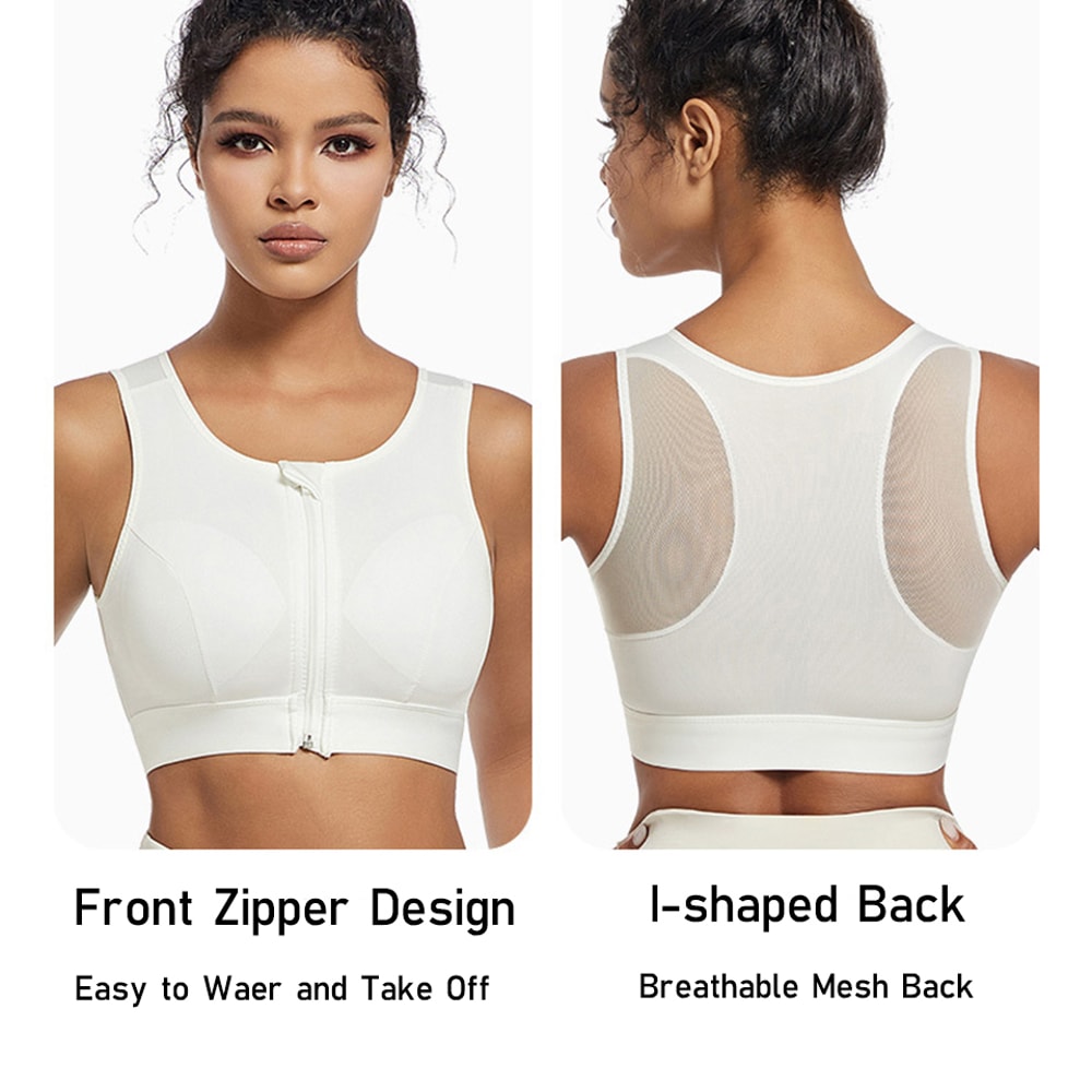 Plus Size Front Zip Support Bra Wireless Full Coverage Longline Comfort