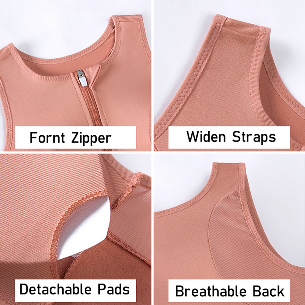 Plus Size Front Zip Support Bra Wireless Full Coverage Longline Comfort