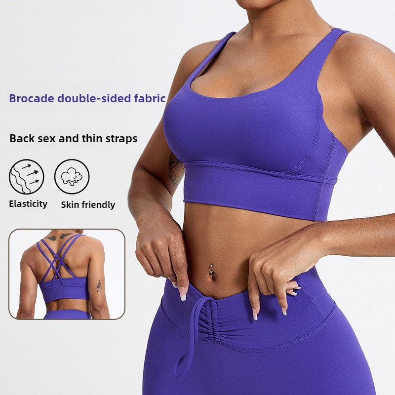 Premium Womens High Support Sports Bra – Shockproof Running Bra & Yoga Fitness Vest with Gathering Elastic Comfort