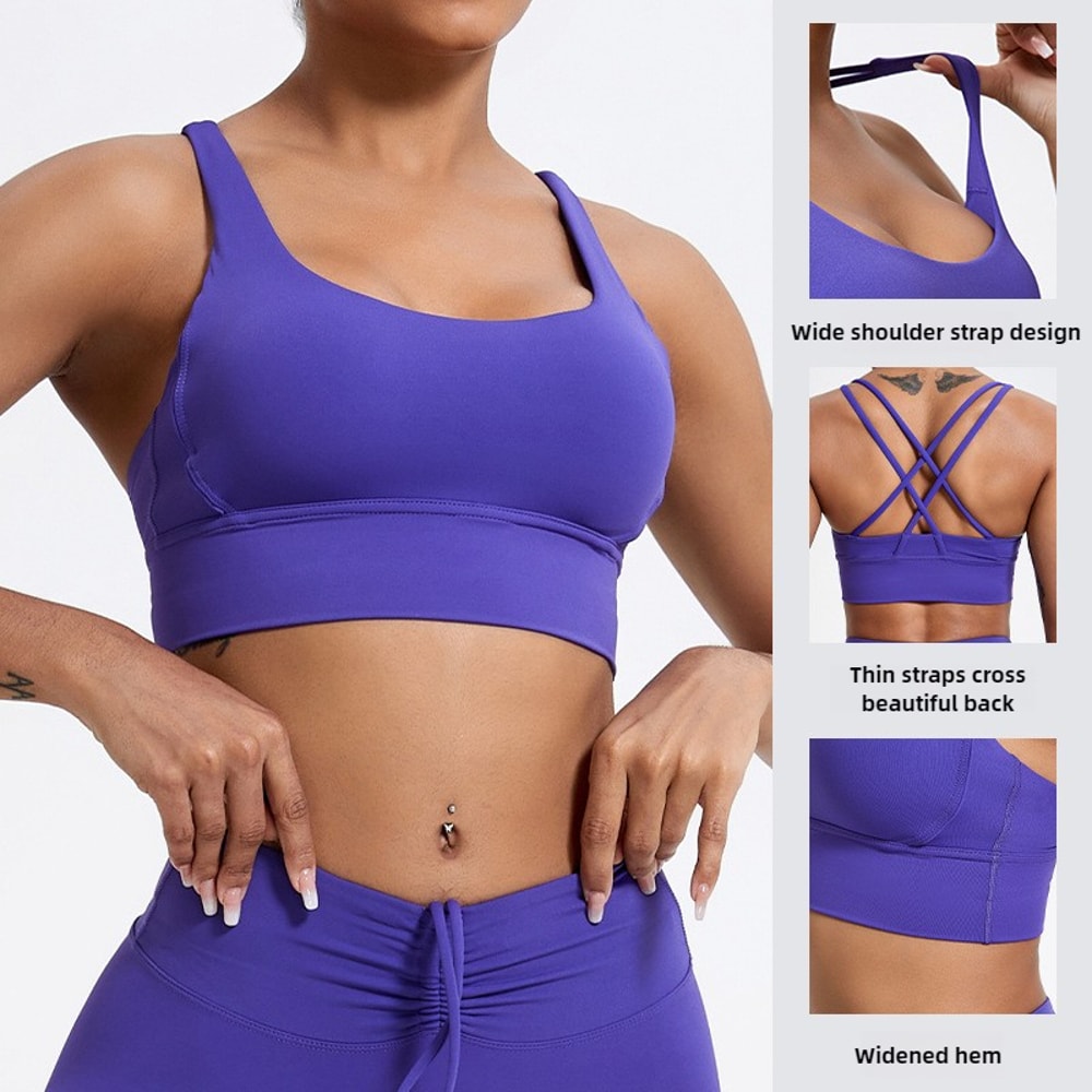 Premium Womens High Support Sports Bra – Shockproof Running Bra & Yoga Fitness Vest with Gathering Elastic Comfort