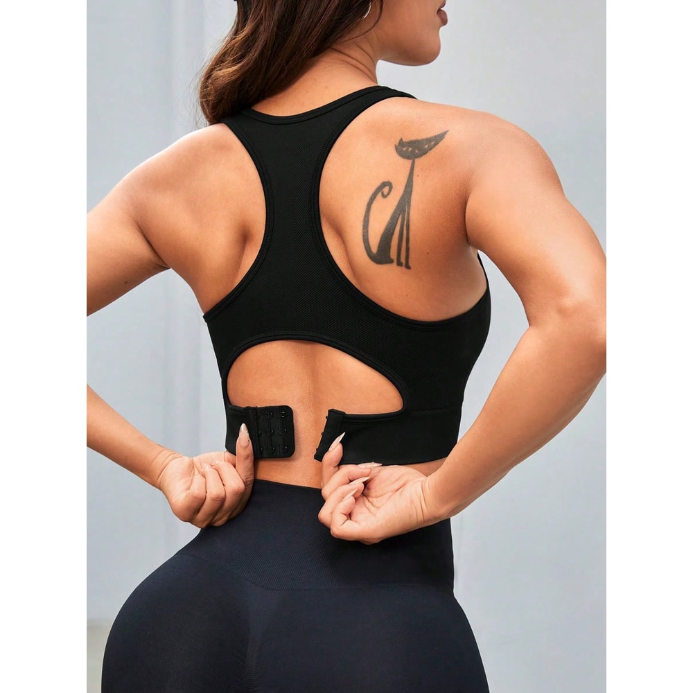 Premium Womens Longline Racerback Padded Workout Sports Bra Tank Top