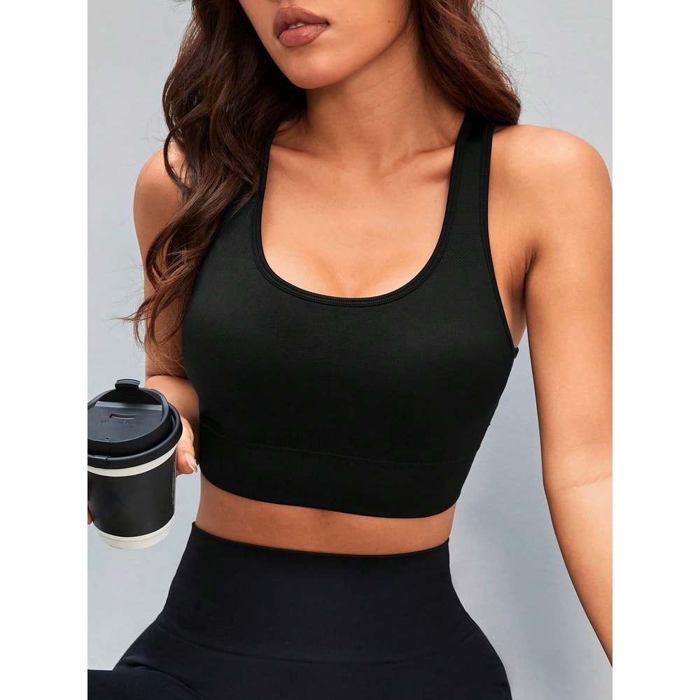 Premium Womens Longline Racerback Padded Workout Sports Bra Tank Top