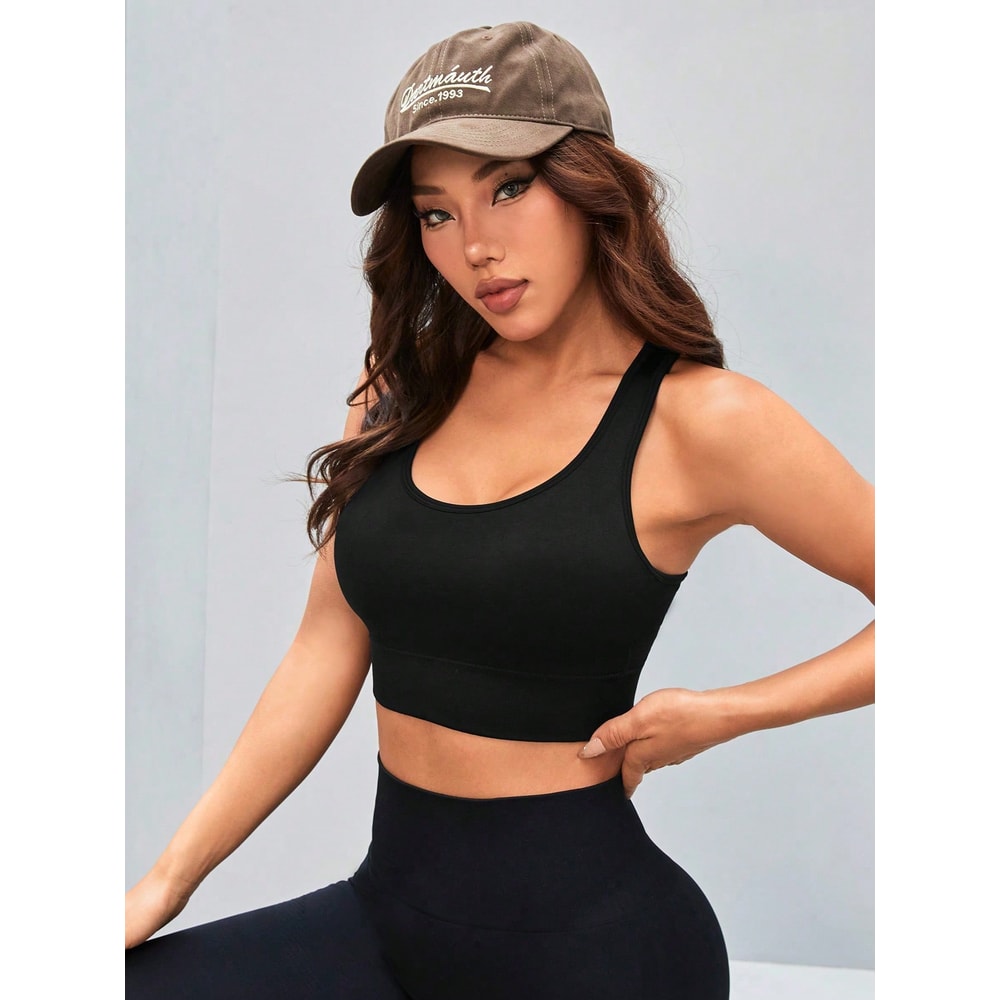 Premium Womens Longline Racerback Padded Workout Sports Bra Tank Top
