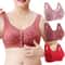 FallSweet Comfortable Front Closure Cotton Bra Plus Size Wireless Support 0
