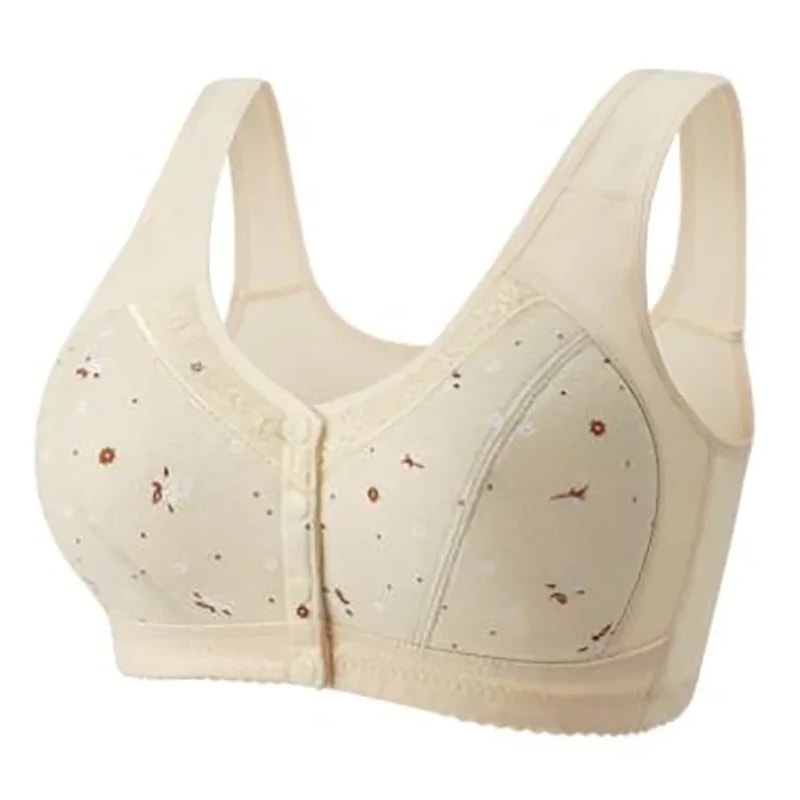 FallSweet Comfortable Front Closure Cotton Bra Plus Size Wireless Support 9