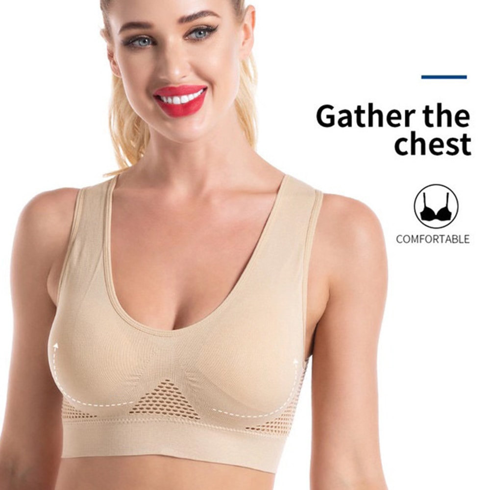 Seamless Wireless Sports Bralette Top Breathable Yoga Fitness Bra Plus Size 2