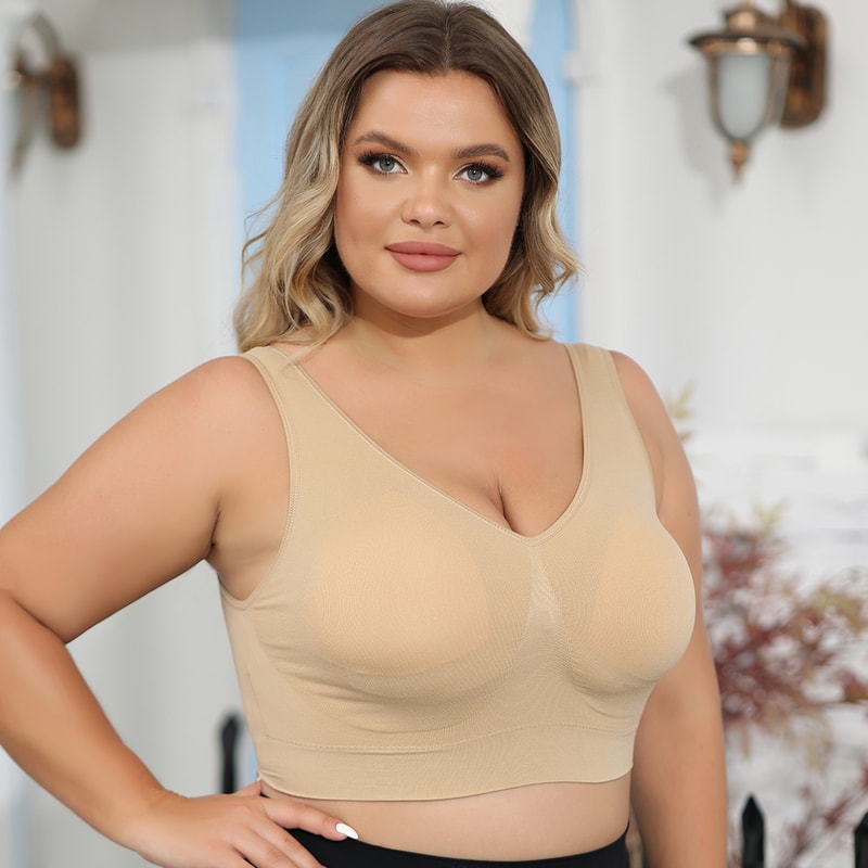 ComfortFlex Full Coverage Plus Size Bra Wireless Bra with Removable Pads, Shaping & Lift Support