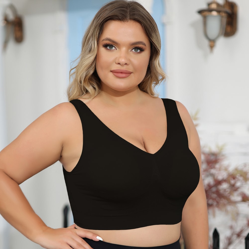 ComfortFlex Full Coverage Plus Size Bra Wireless Bra with Removable Pads, Shaping & Lift Support