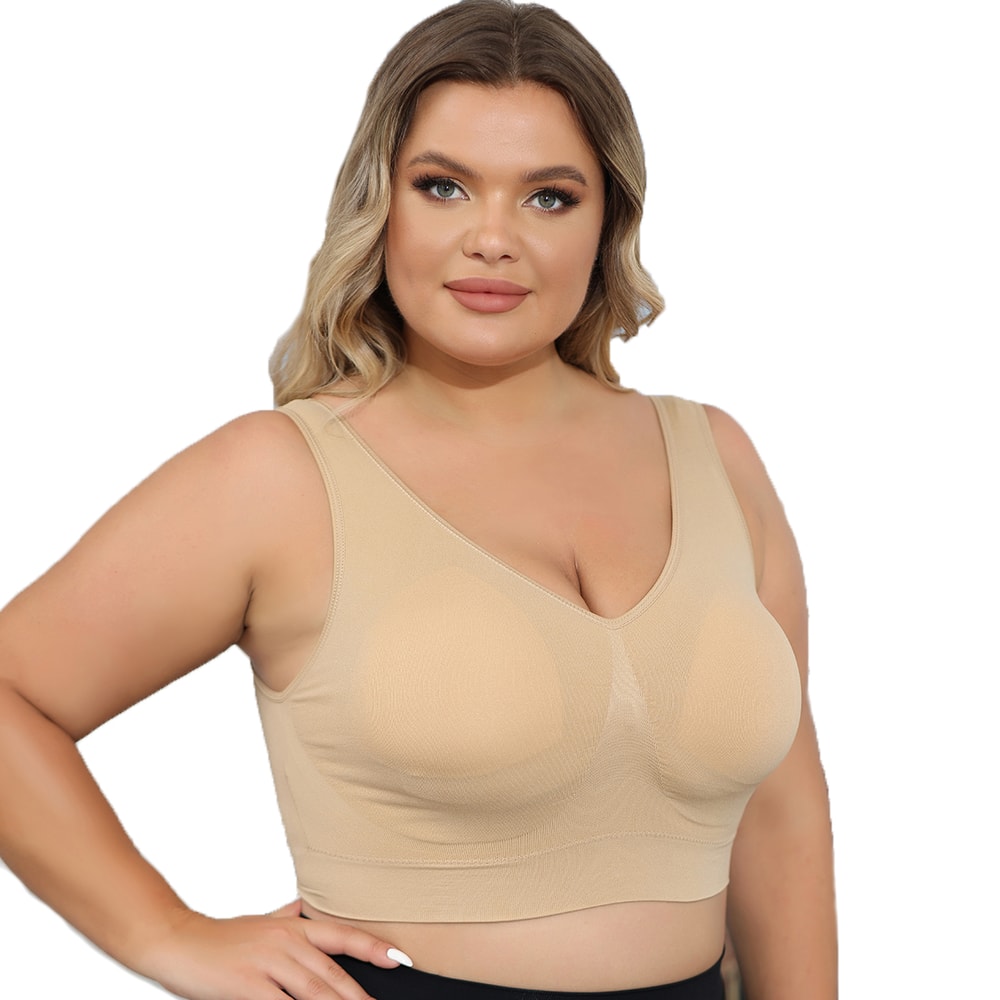 ComfortFlex Full Coverage Plus Size Bra Wireless Bra with Removable Pads, Shaping & Lift Support