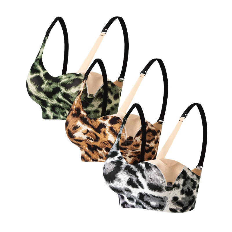 Leopard Elegance Wireless Push Up Bra – Seamless, Breathable Lingerie for Women with All Day Comfort