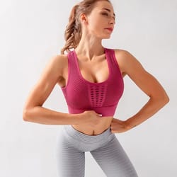 seamless support womens sports bra breathable wireless shockproof gym & yoga crop top