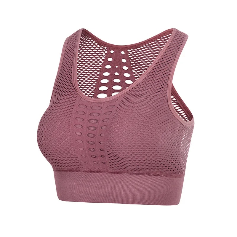 Seamless Support Womens Sports Bra Breathable Wireless Shockproof Gym Yoga Crop Top 1