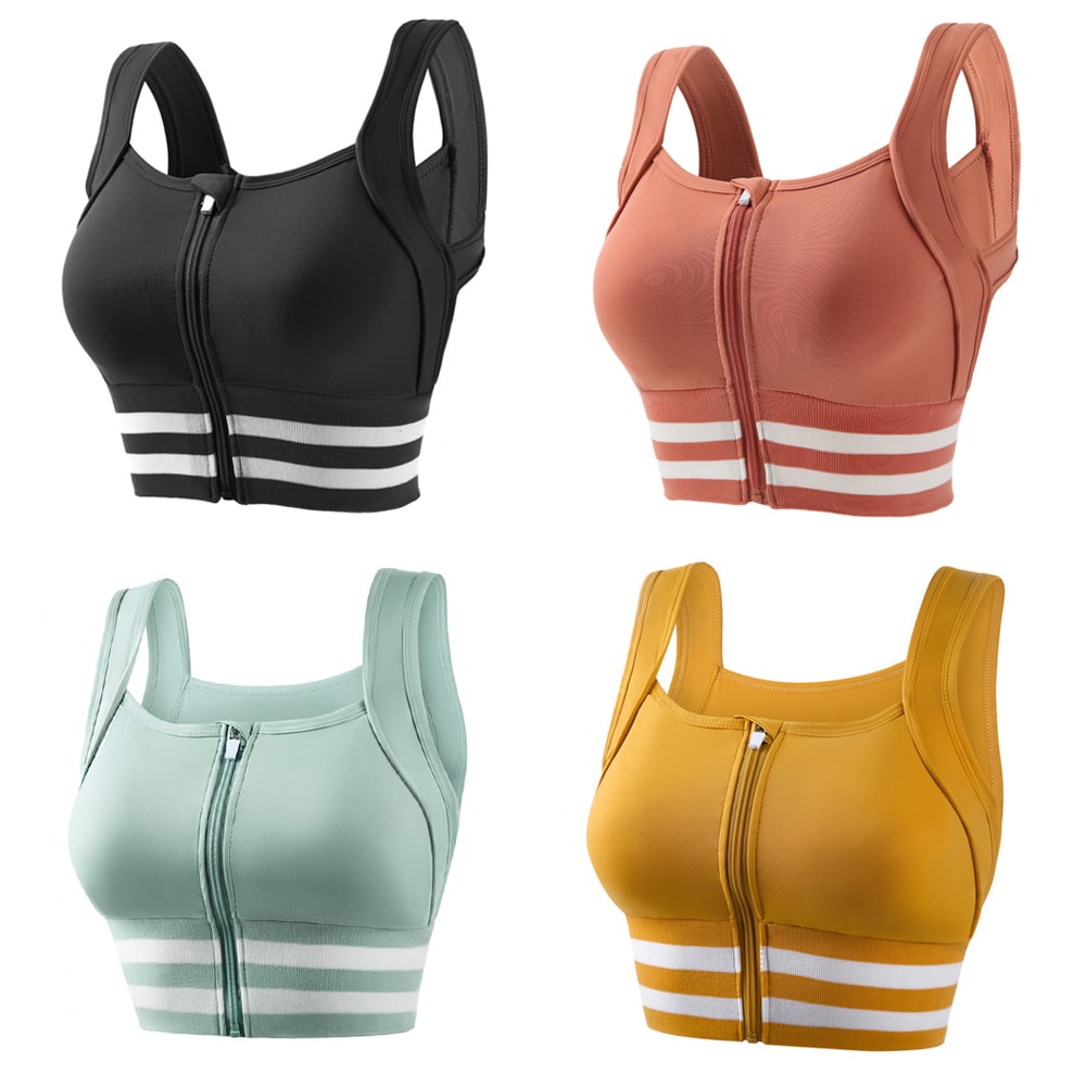 Ultimate Zipper Sports Bra Crop Top Built In Support Plus Size Workout Activewear 3