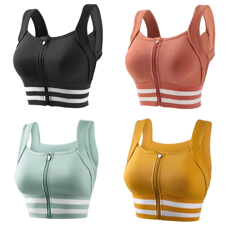 Ultimate Zipper Sports Bra Crop Top Built In Support Plus Size Workout Activewear 3