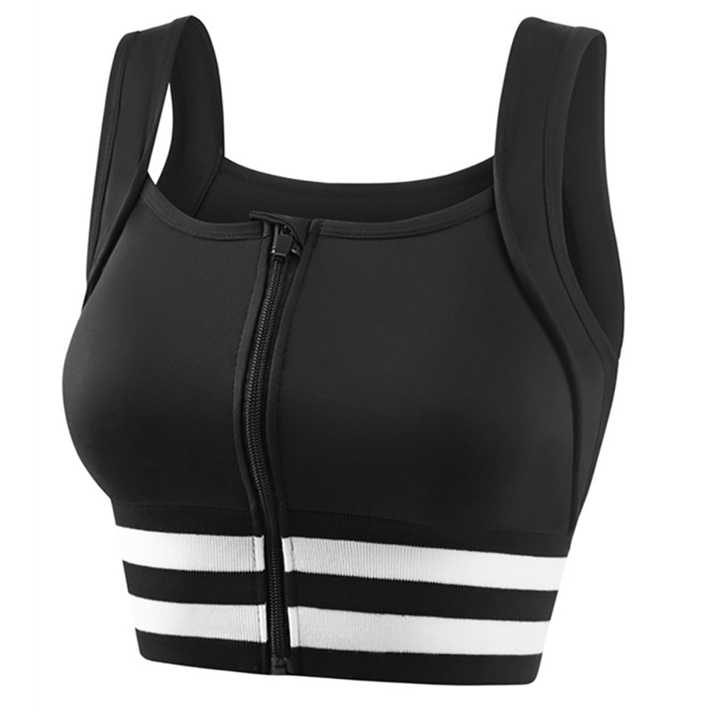 Ultimate Zipper Sports Bra Crop Top Built In Support Plus Size Workout Activewear 5