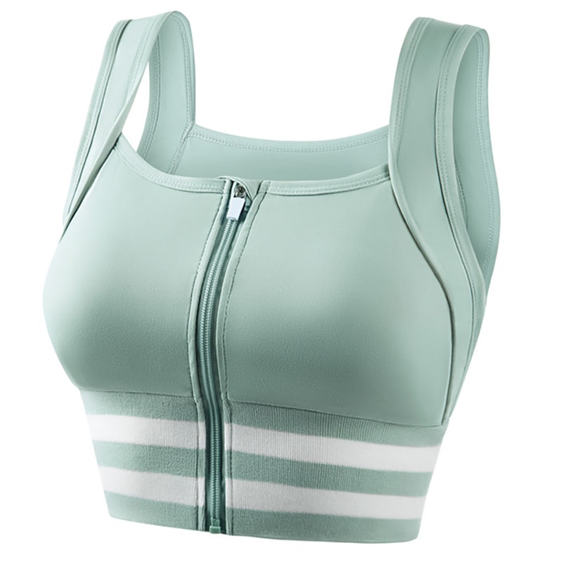 Ultimate Zipper Sports Bra Crop Top Built In Support Plus Size Workout Activewear 7