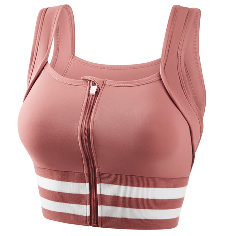 Ultimate Zipper Sports Bra Crop Top Built In Support Plus Size Workout Activewear 8