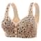 Leopard Front Closure Wireless Push Up Bra For Women Plus Size Comfort Support 2
