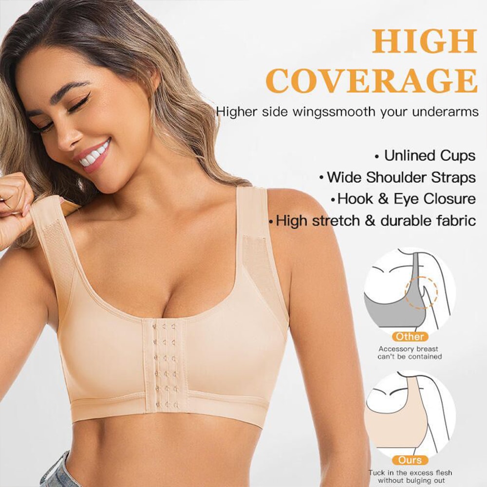 Everyday Front Closure Post Operative Compression Bra Wire Free Full Coverage Support 1