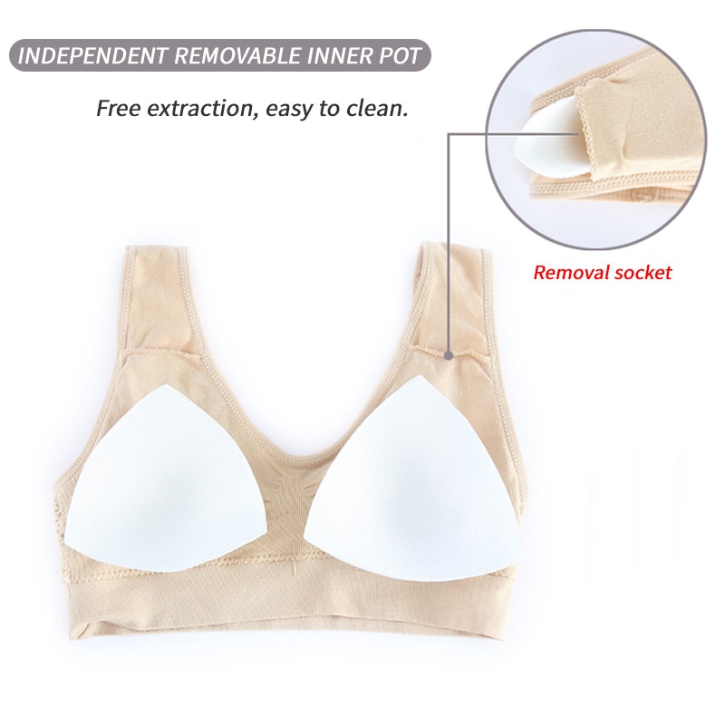 ComfortFit Plus Size Wireless Sports Bra Seamless Medium Support Yoga Workout Bra With Removable 3