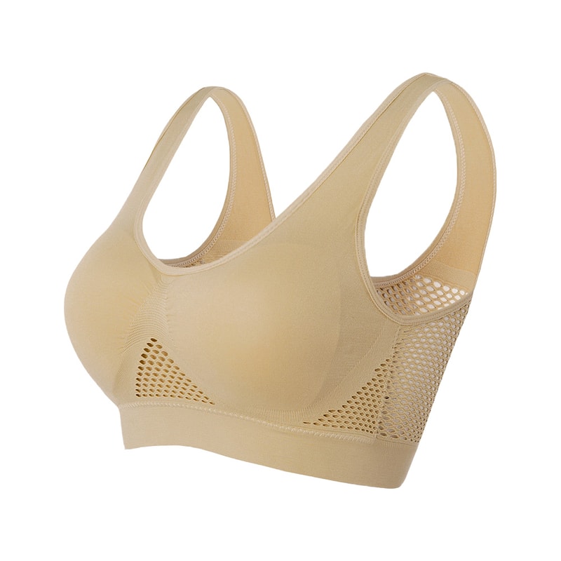 ComfortFit Plus Size Wireless Sports Bra Seamless Medium Support Yoga Workout Bra With Removable 6