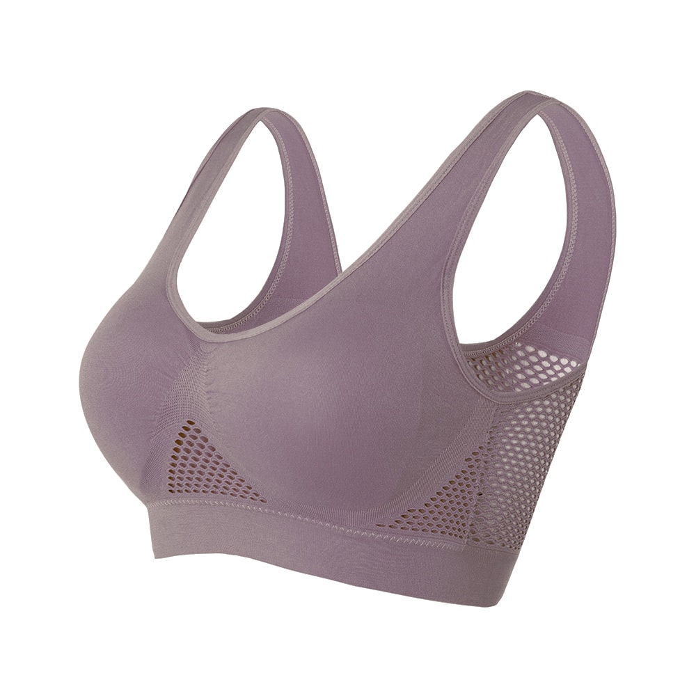ComfortFit Plus Size Wireless Sports Bra Seamless Medium Support Yoga Workout Bra With Removable 7