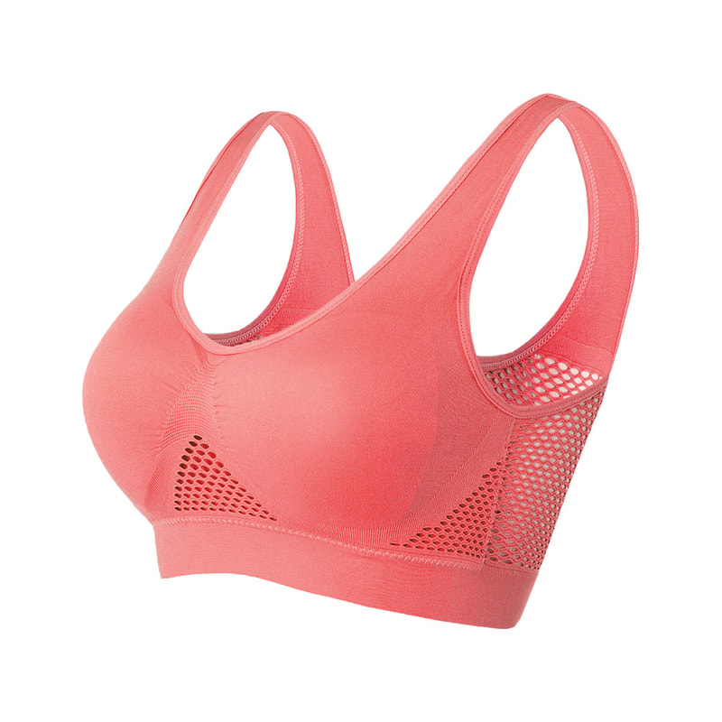 ComfortFit Plus Size Wireless Sports Bra Seamless Medium Support Yoga Workout Bra With Removable 8