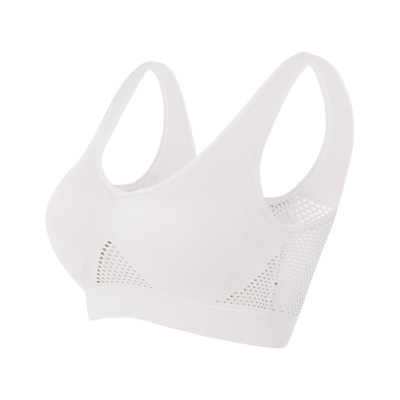 ComfortFit Plus Size Wireless Sports Bra Seamless Medium Support Yoga Workout Bra With Removable 9