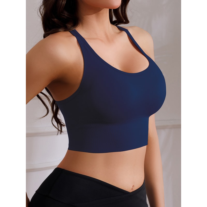 High Support Sports Bra – Seamless Workout Bra Wireless Crop Top for Yoga & Running