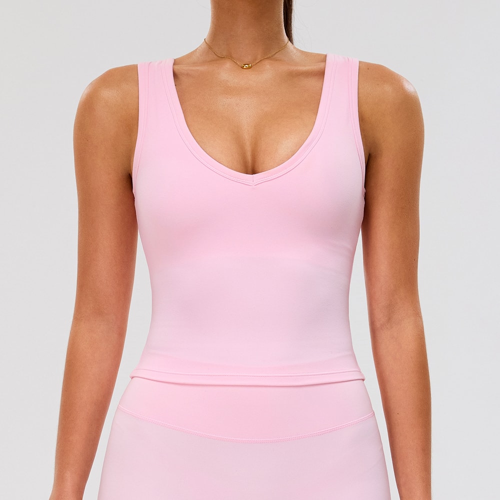 Longline Open Back Yoga Tank – Womens Strappy Workout & Gym Sports Bra Top