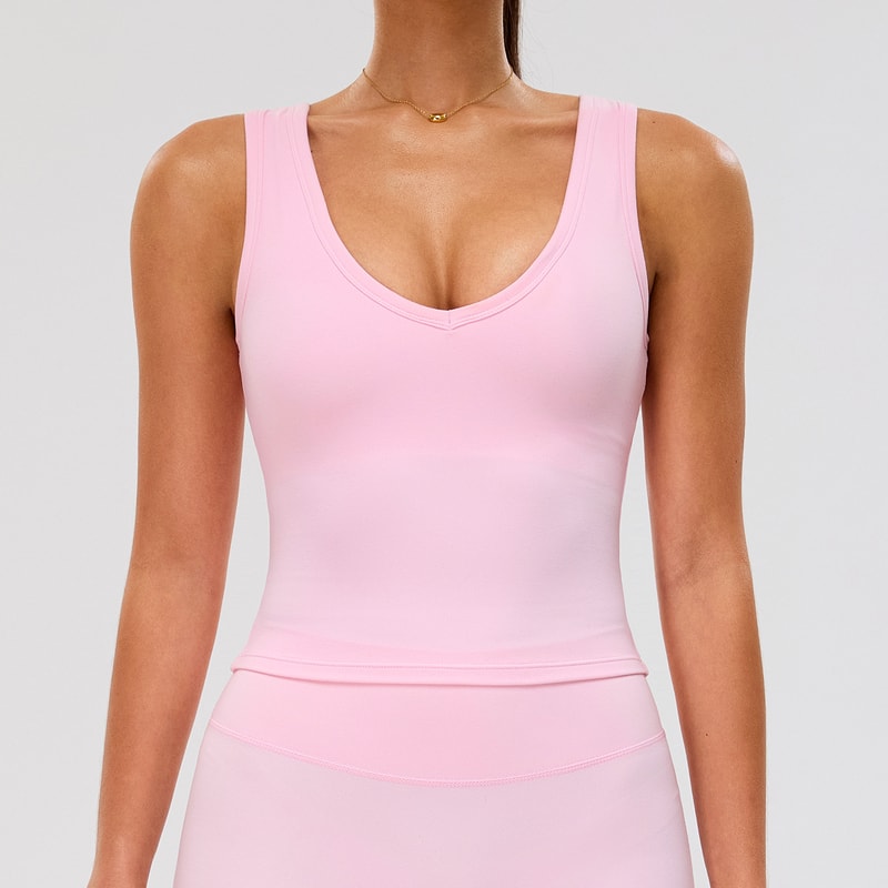 Longline Open Back Yoga Tank – Womens Strappy Workout & Gym Sports Bra Top