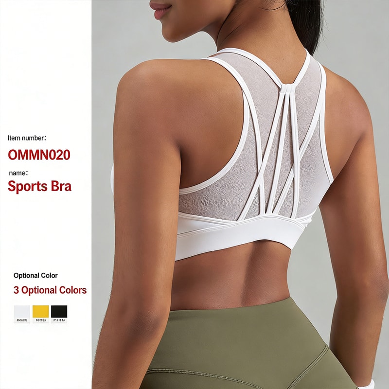 Premium Strappy Back Mesh Sports Bra Breathable Workout Supportive Yoga Crop Top For Women 2
