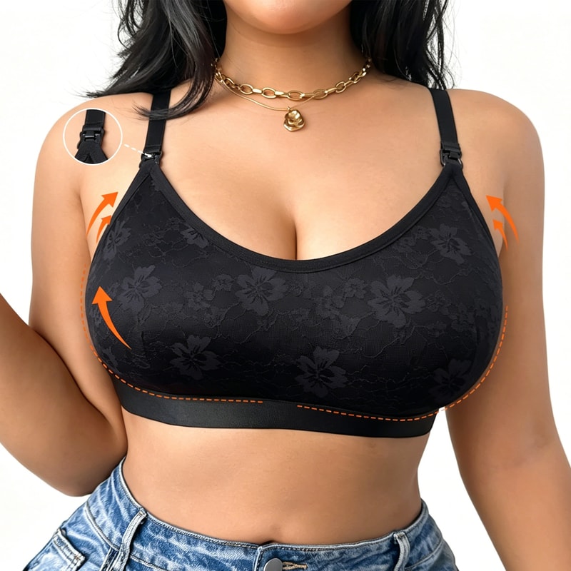 ComfortFit Plus Size Maternity Nursing Bra Wireless Supportive Breastfeeding Bra with Easy Open Clasps