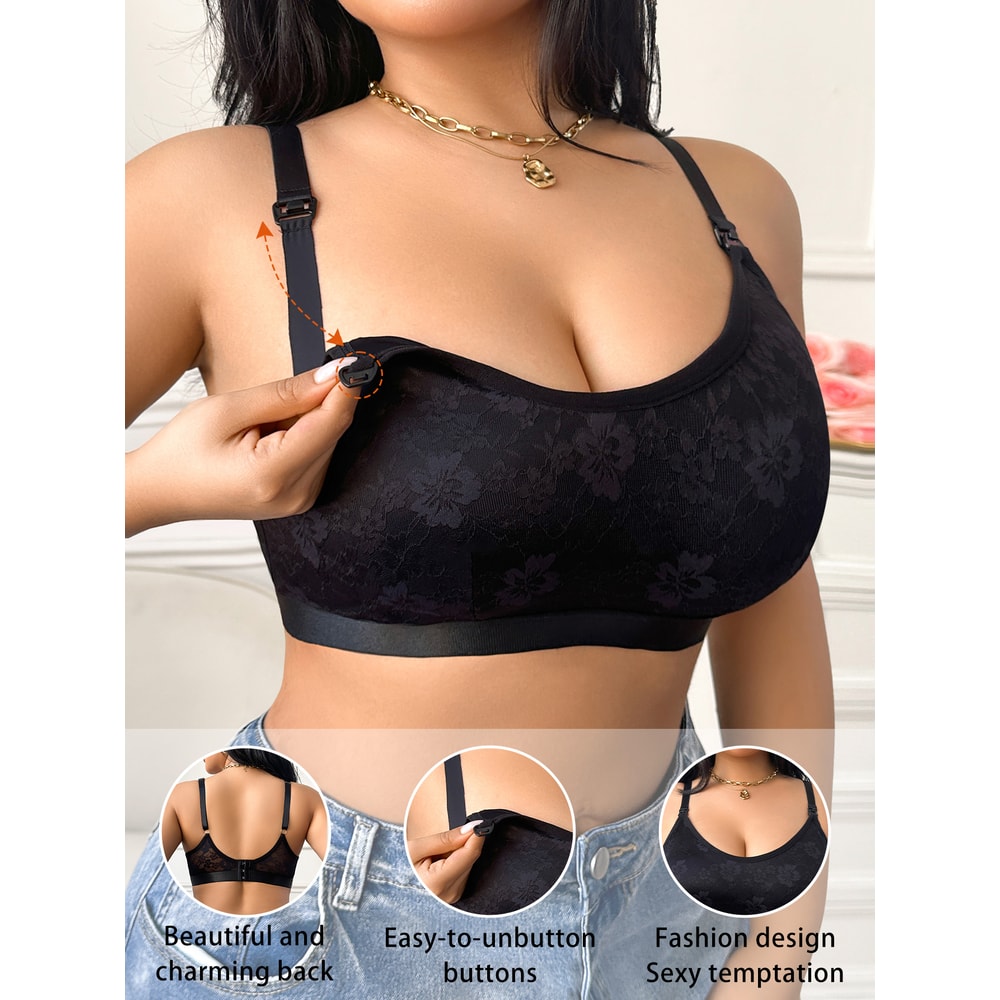 ComfortFit Plus Size Maternity Nursing Bra Wireless Supportive Breastfeeding Bra with Easy Open Clasps