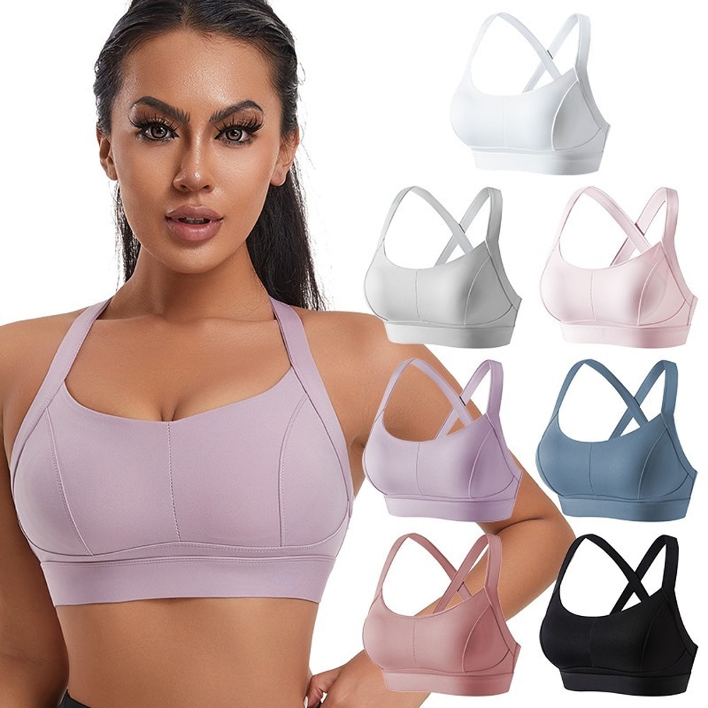 Womens Performance High Impact Sports Bra Wireless Crisscross Back Yoga Gym Running Fitness Suppo 0