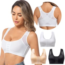 front closure plus size wireless yoga & sports bra with posture support comfortable push up fit