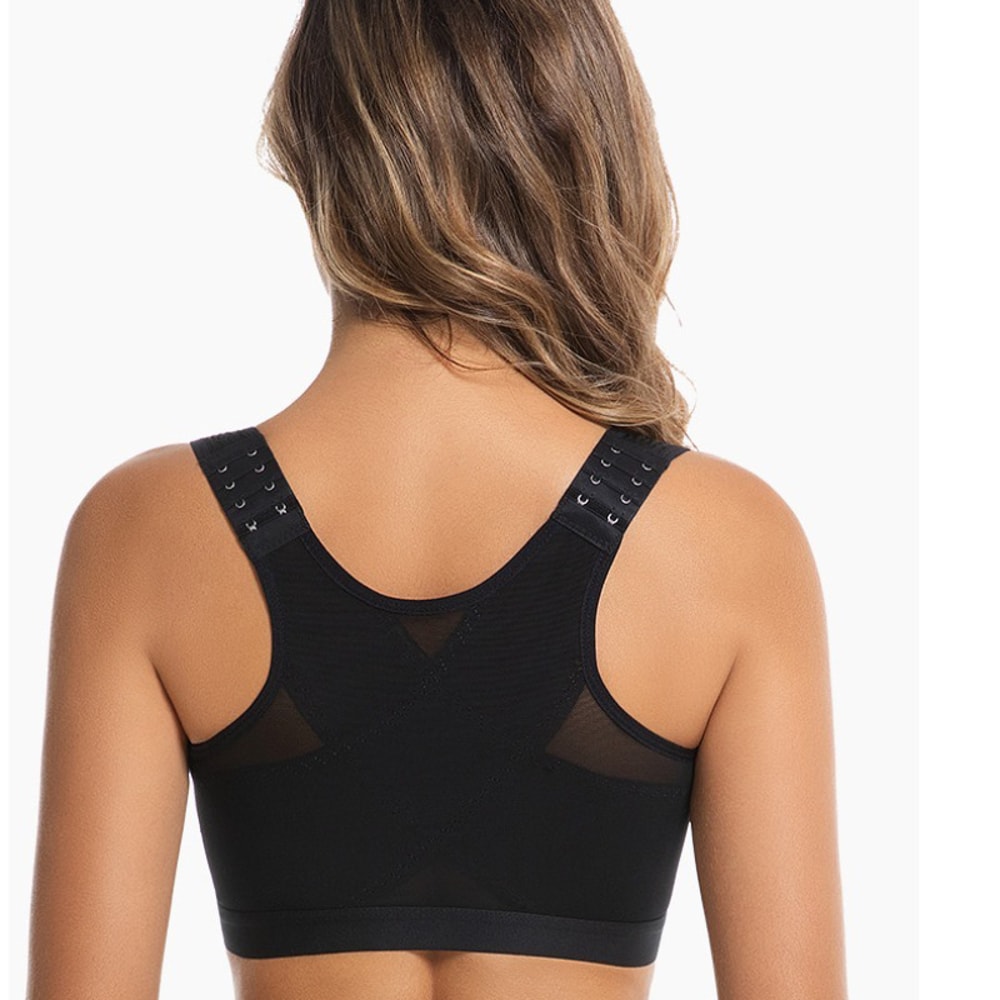 Front Closure Plus Size Wireless Yoga Sports Bra With Posture Support Comfortable Push Up Fit 4